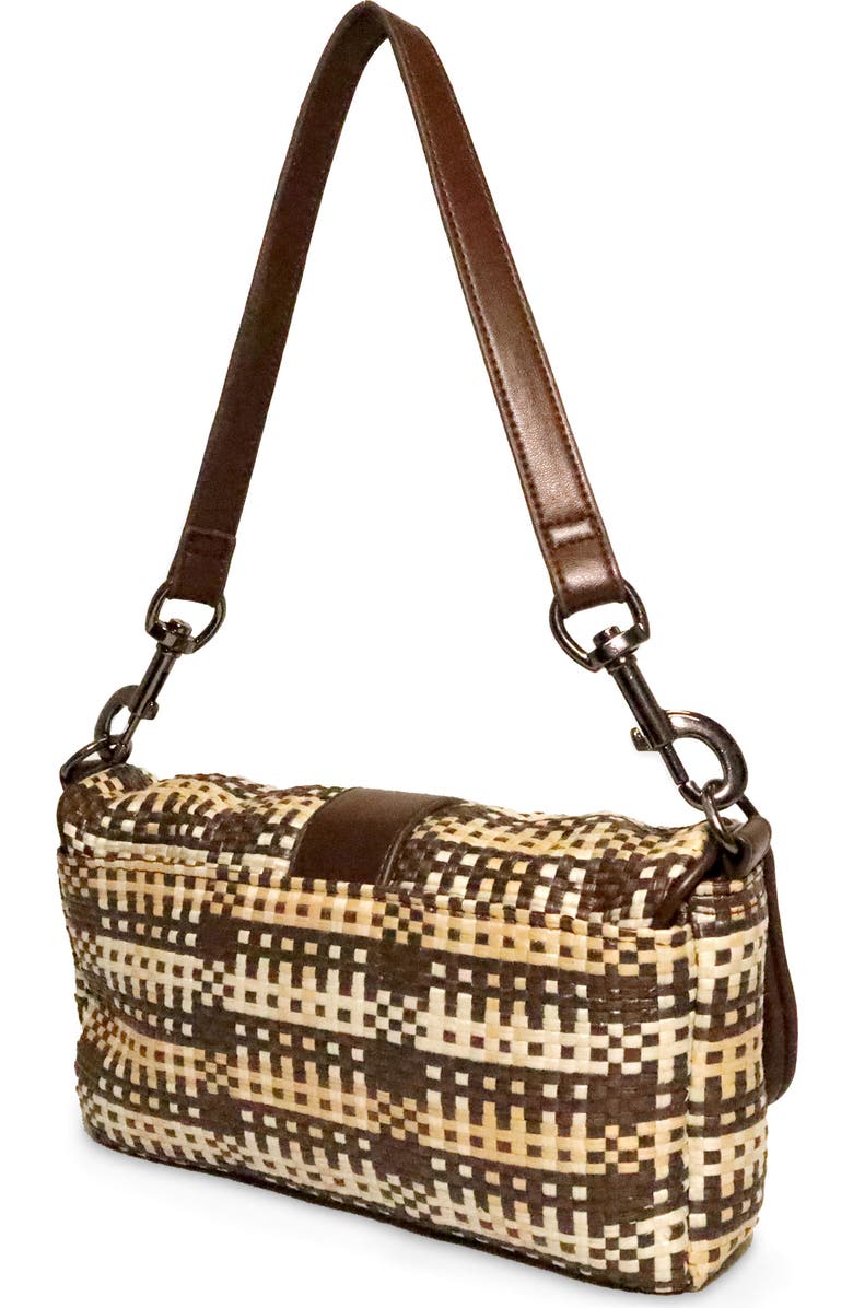 THINK ROYLN Socialite Shoulder Bag, Alternate, color, Espresso/ Dune Plaid Raffia