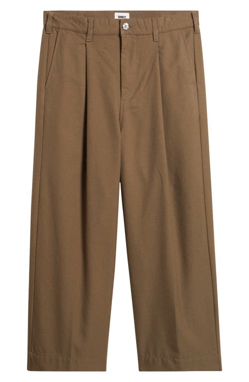 Obey Oliver Pleated Twill Pants In Brown