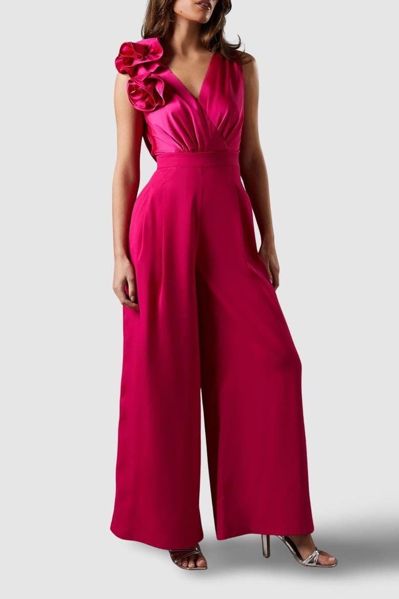Corsage Cowl Back Jumpsuit, Alternate, color, Pink