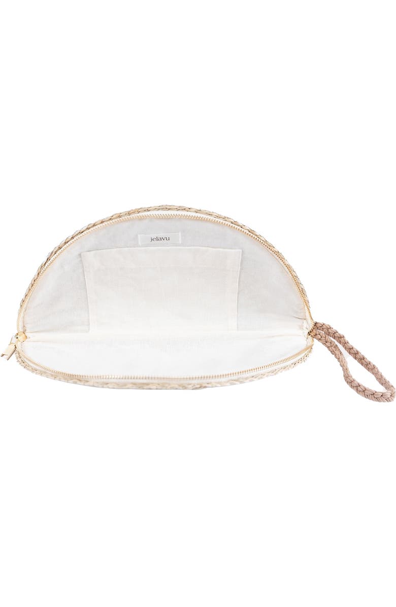 Jelavu Capri Fruit Handwoven Rattan Half Moon Wristlet, Alternate, color, Lemon