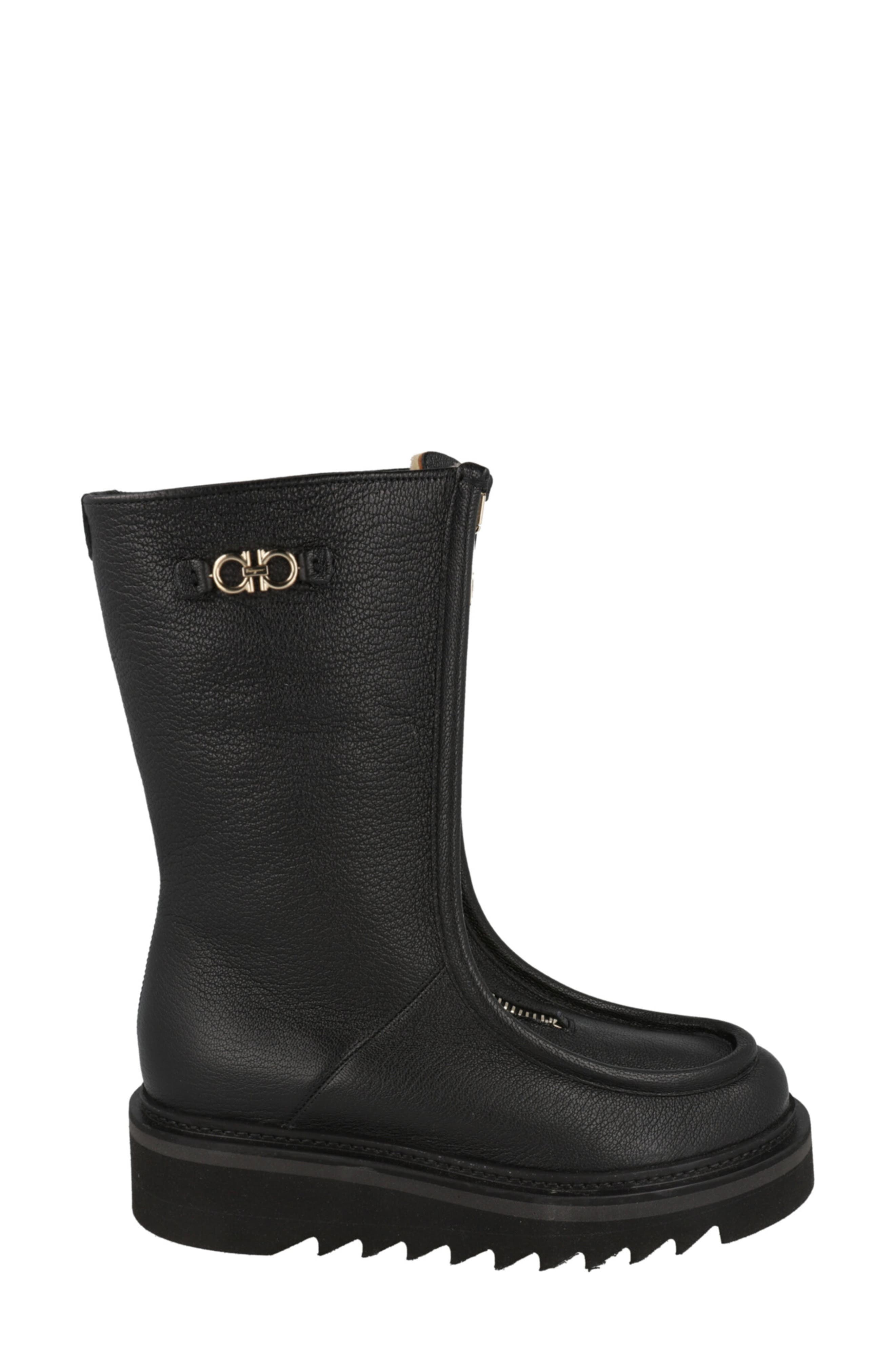 FERRAGAMO Eurialo Leather Boot, Alternate, color, Black