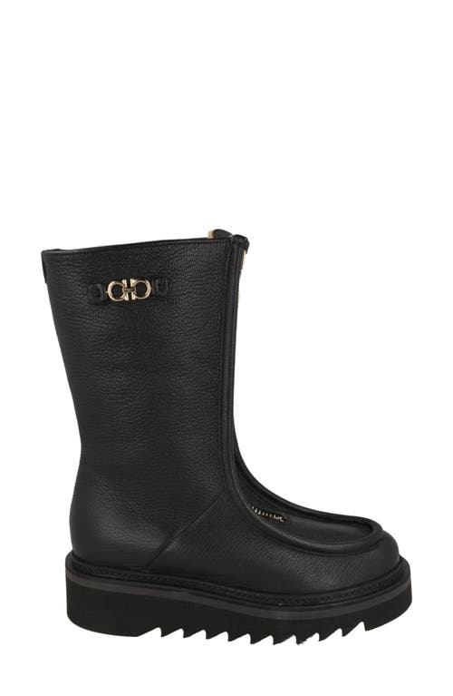 Ferragamo Euralio Genuine Shearling Lined Boot In Black