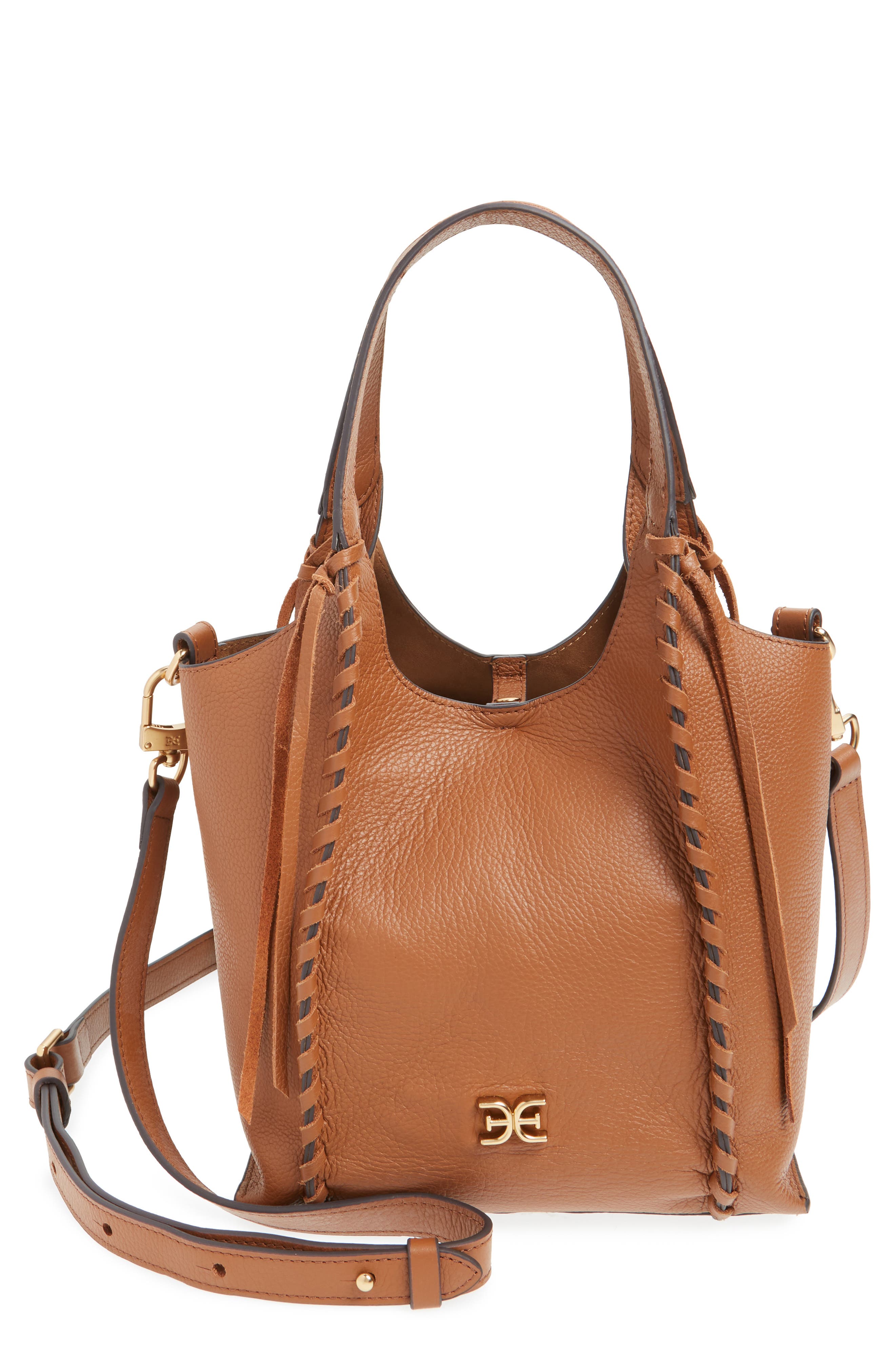 Sam Edelman Sylvia Whipstitch Leather Crossbody Tote, Main, color, 