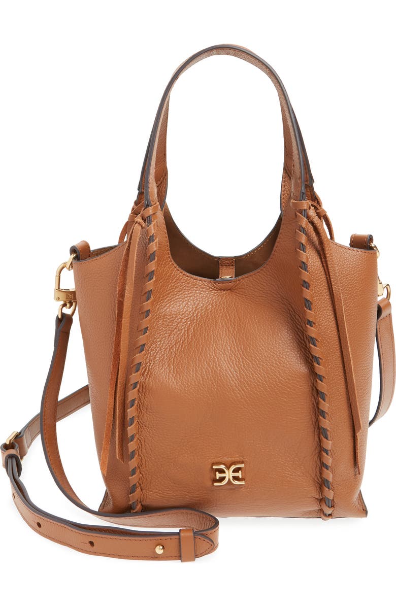Sam Edelman Sylvia Whipstitch Leather Crossbody Tote, Main, color,