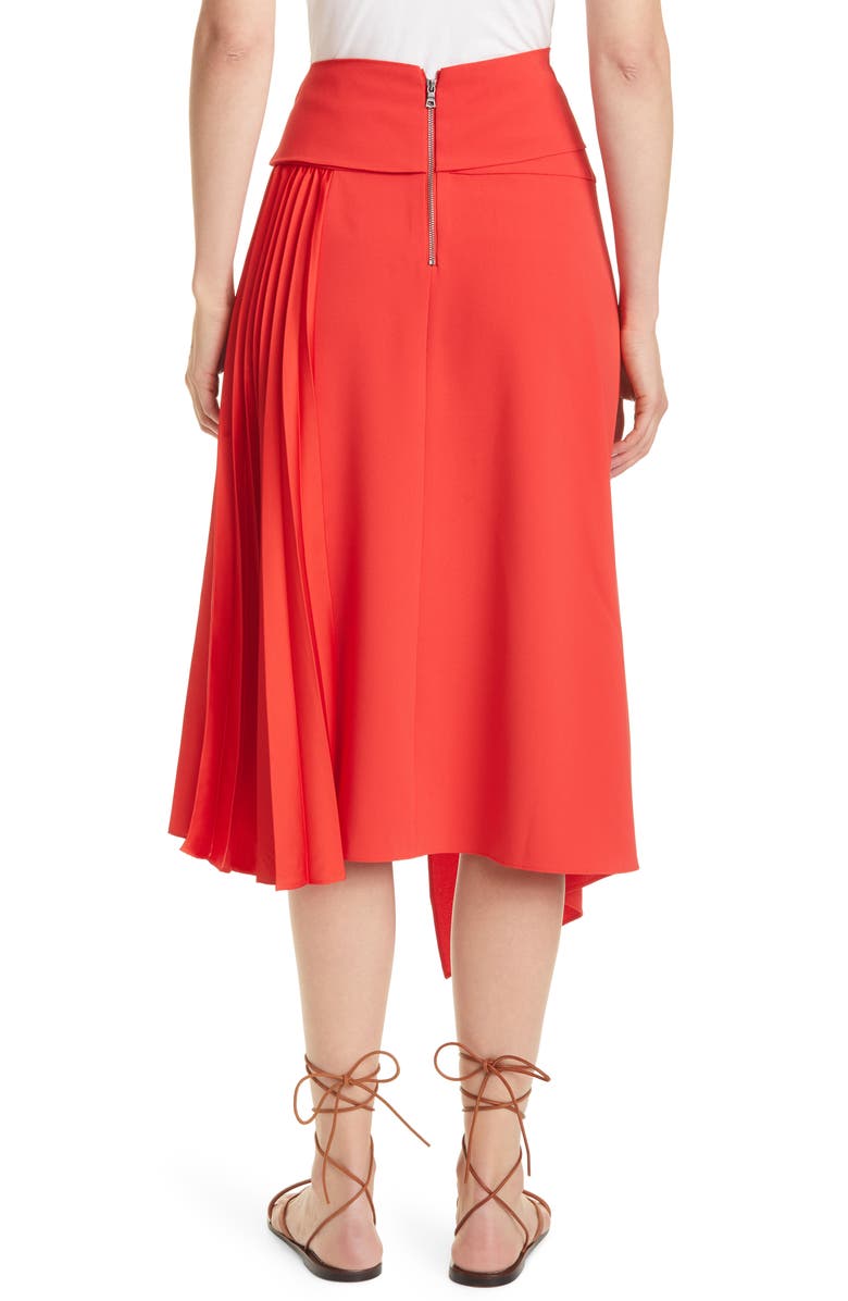 Alice + Olivia Zabana Asymmetrical Pleat Midi Skirt, Alternate, color,