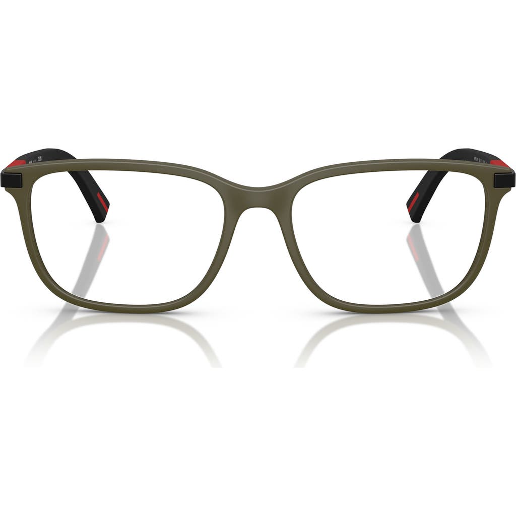 Prada Linea Rossa 56mm Pillow Optical Glasses In Military Green