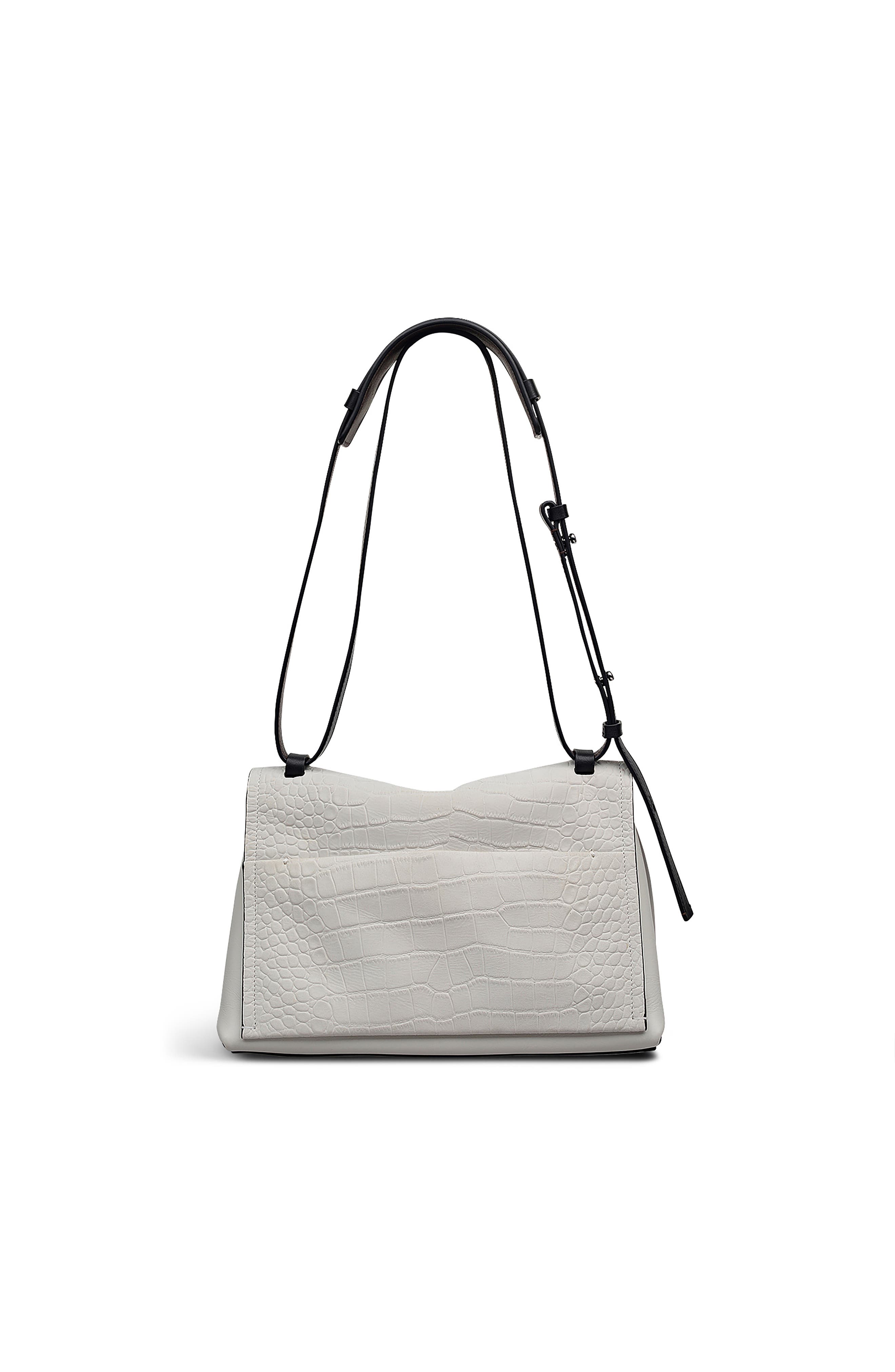 Radley Mercer Street - Faux Croc Medium Flapover Shoulder Bag, Alternate, color, Snow