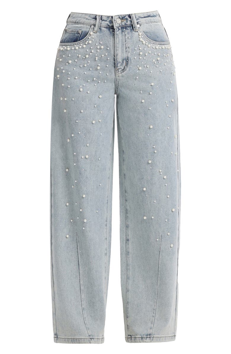 Bayeas Embellished High Waist Barrel Jeans, Alternate, color,