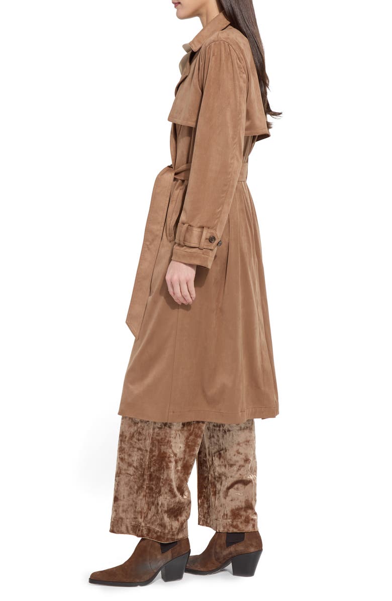 Lysse Agatha Faux Suede Trench Coat, Alternate, color, Lux Camel