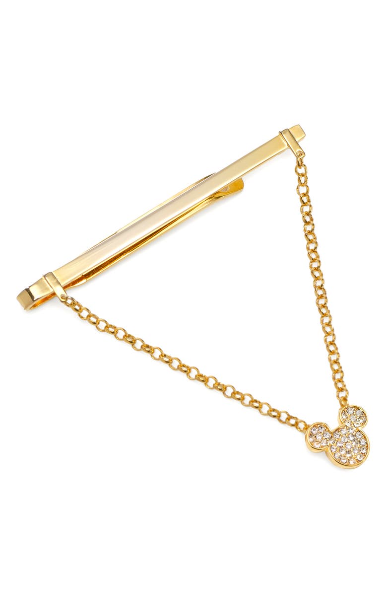 Cufflinks, Inc. x Disney Mickey Gold Crystal Chain Tie Bar with Chain, Main, color, Gold