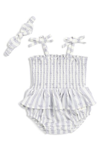 7 FOR ALL MANKIND 7 FOR ALL MANKIND SMOCKED BUBBLE BODYSUIT & HEADBAND SET 