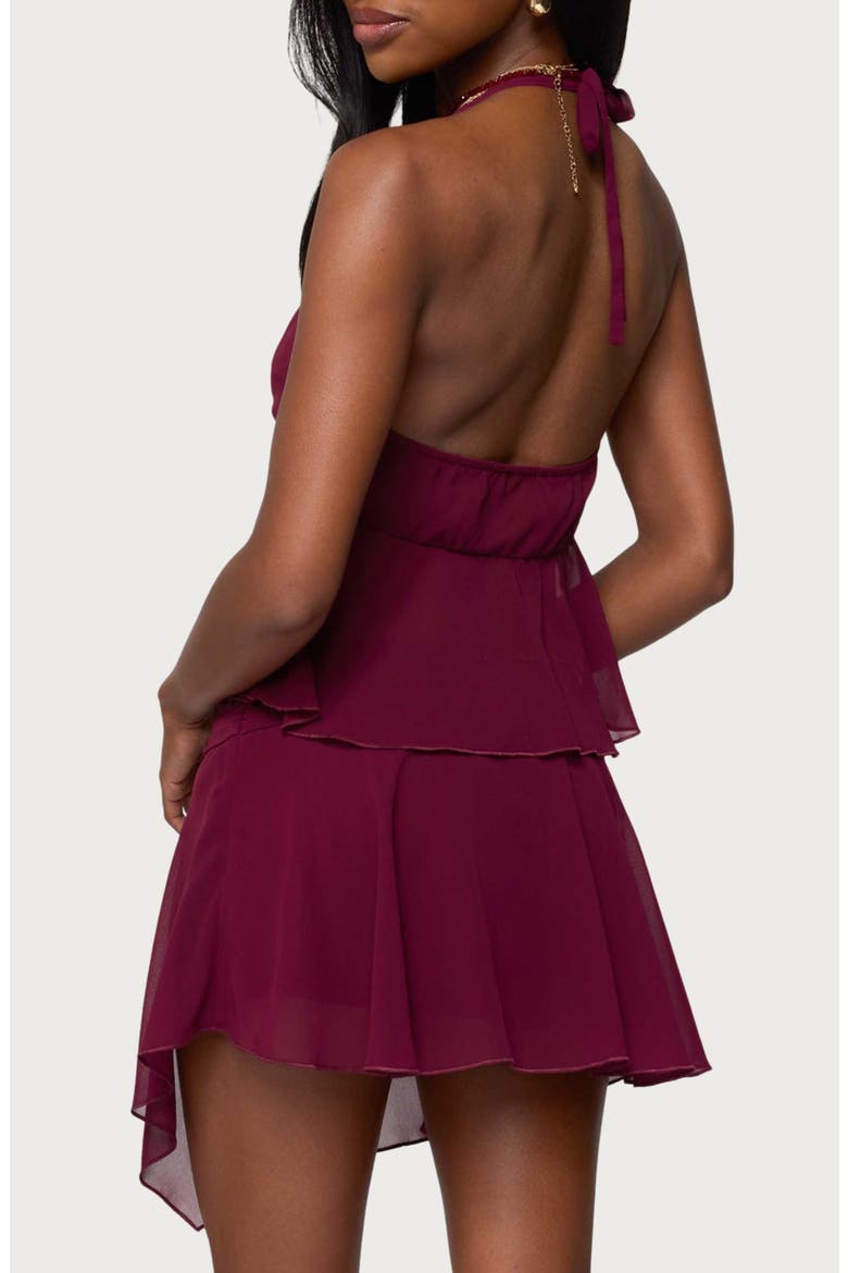 Sea Star Split Front Chiffon Halter Top, Alternate, color, BURGUNDY