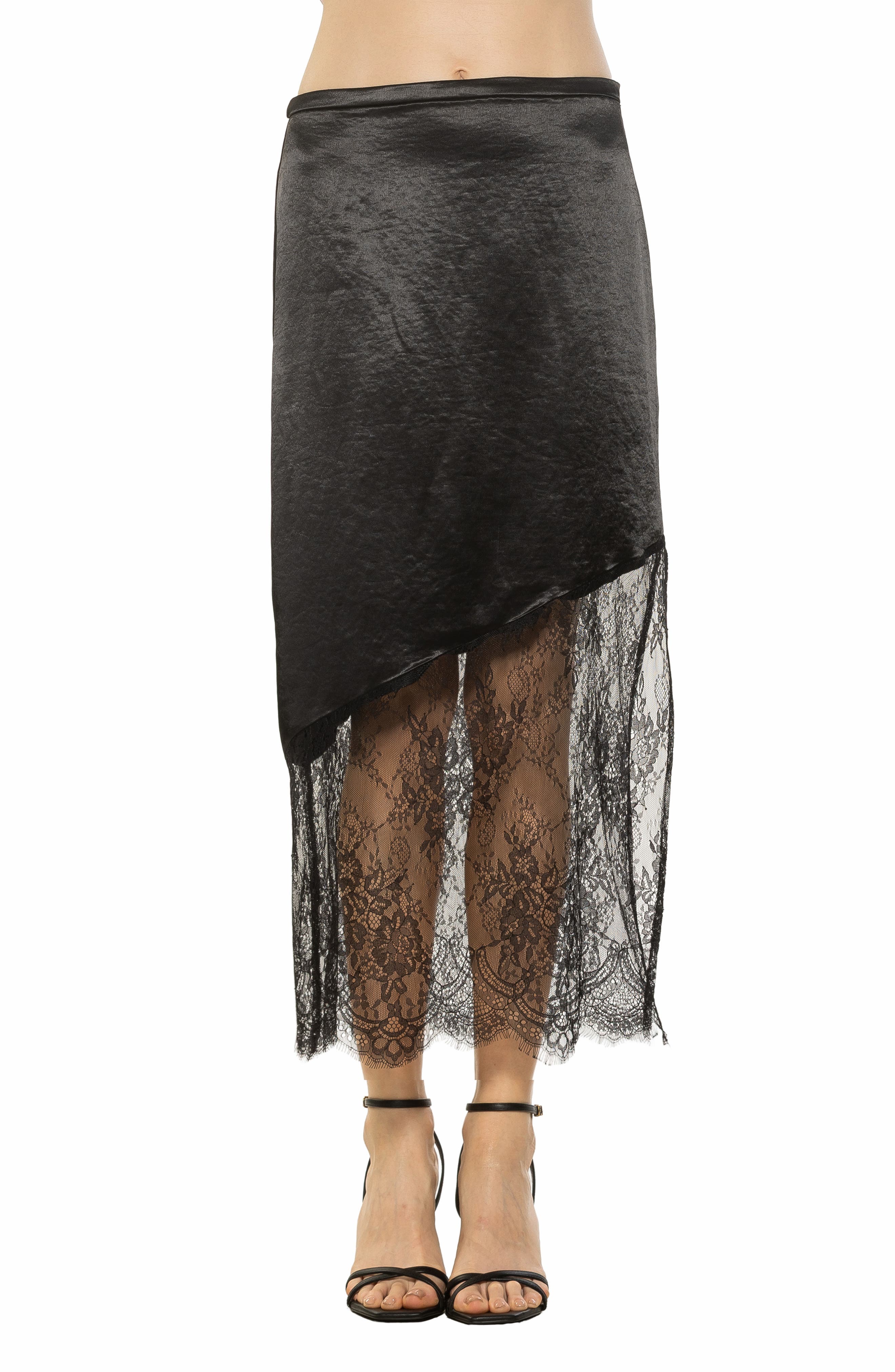 Noelle Lace Trim Midi Skirt