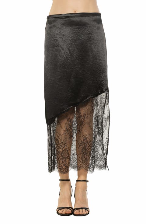 Noelle Lace Trim Midi Skirt