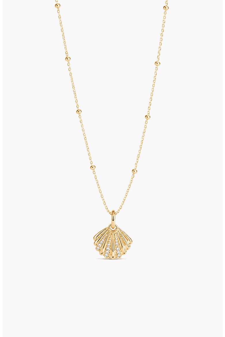 Quero Crystal Pendant Necklace In Gold, Main, color, Gold