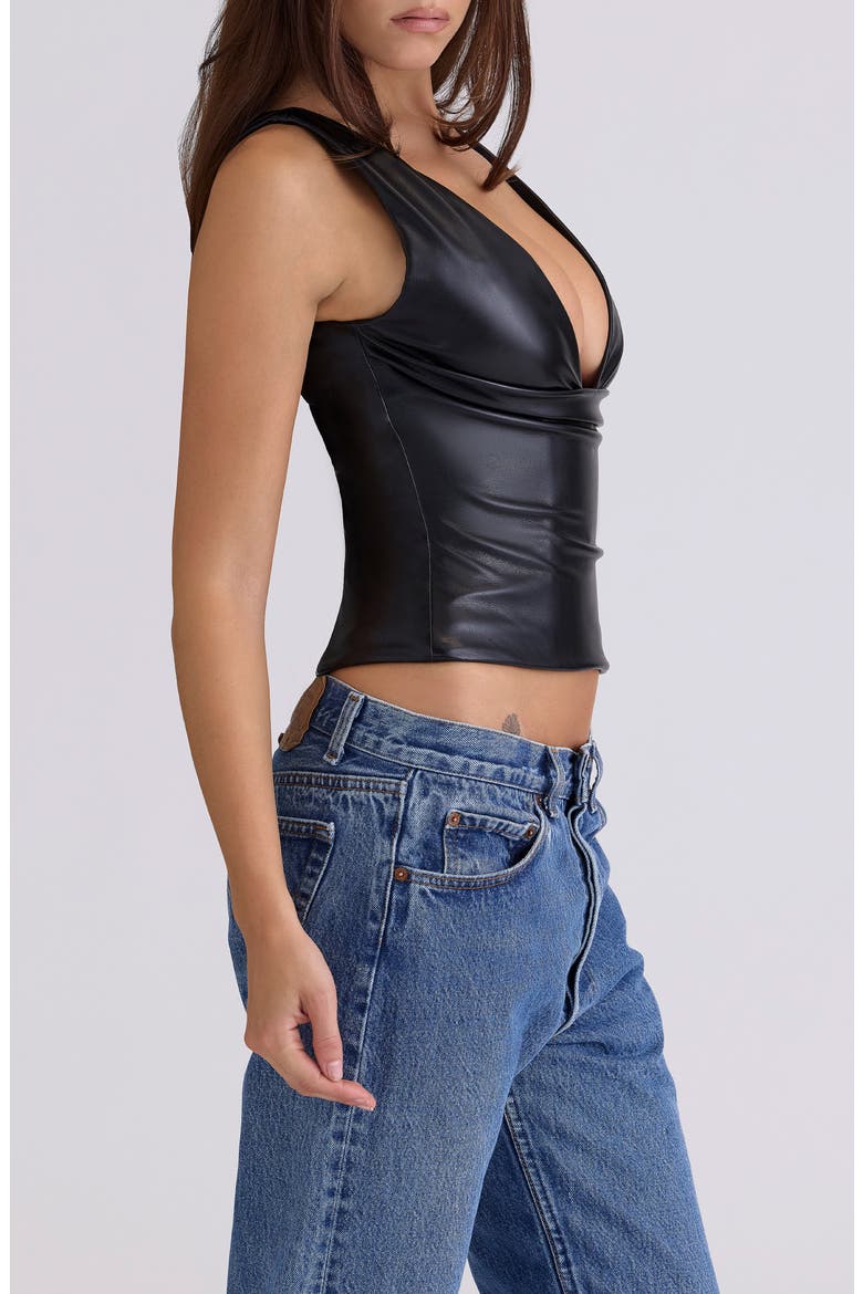 Catalina Faux Leather Vest, Alternate, color, BLACK