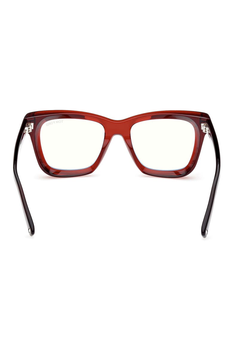 52mm Square Blue Light Blocking Glasses, Alternate, color, SHINY LIGHT BROWN