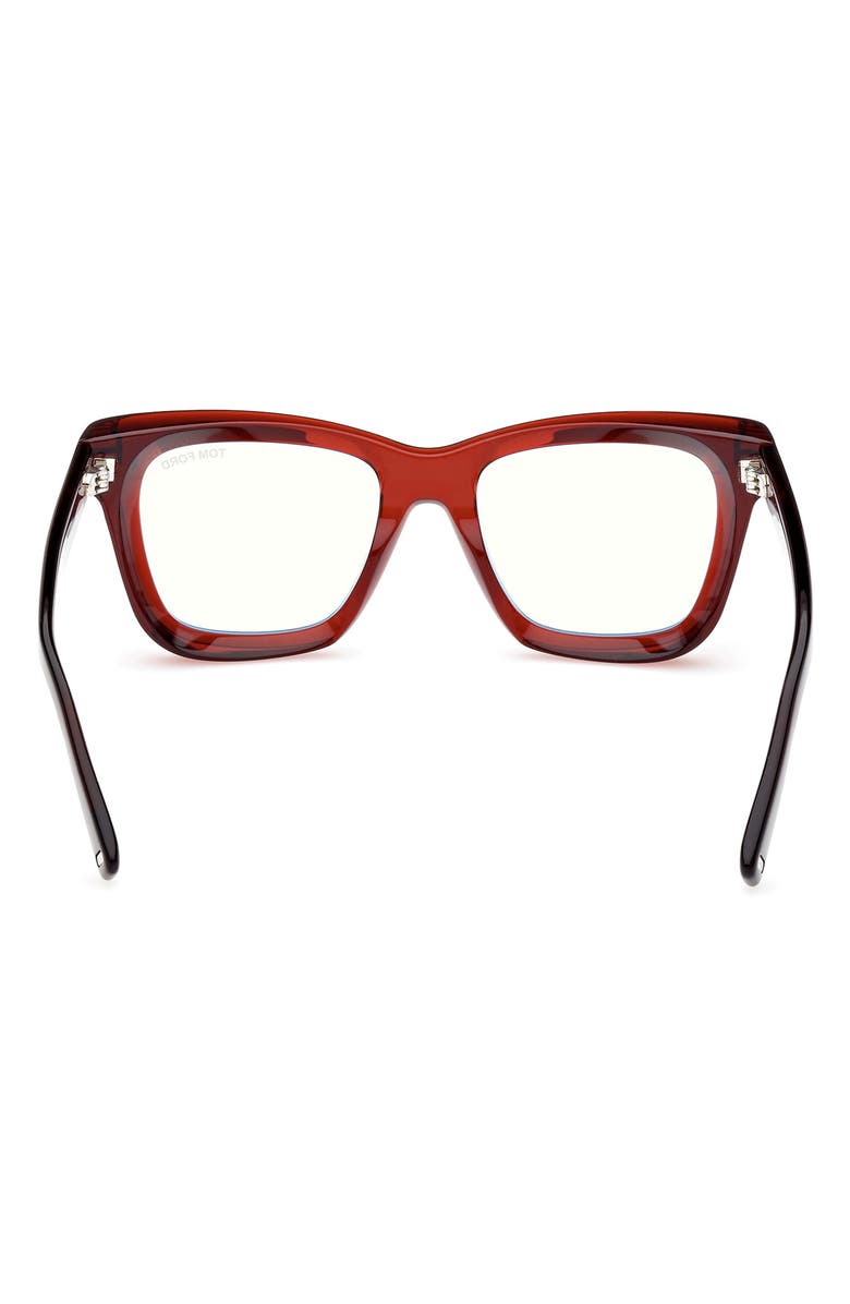 TOM FORD 52mm Square Blue Light Blocking Glasses, Alternate, color, Shiny Light Brown