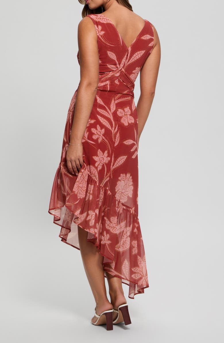 GUESS Sabrina Floral Sleeveless Asymmetric Dress, Alternate, color, 