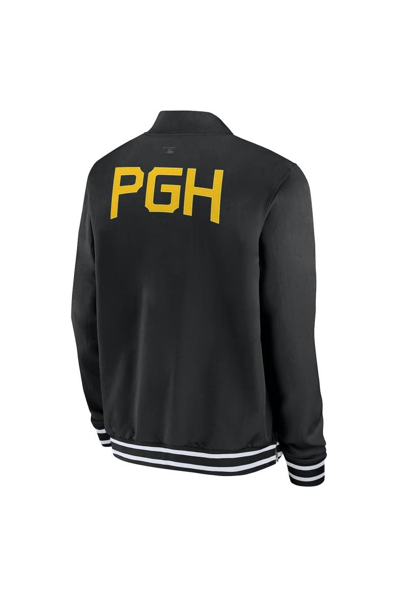 Men's Nike  Black Pittsburgh Pirates Authentic Collection City Connect Full-Zip Bomber Jacket, Alternate, color, Black
