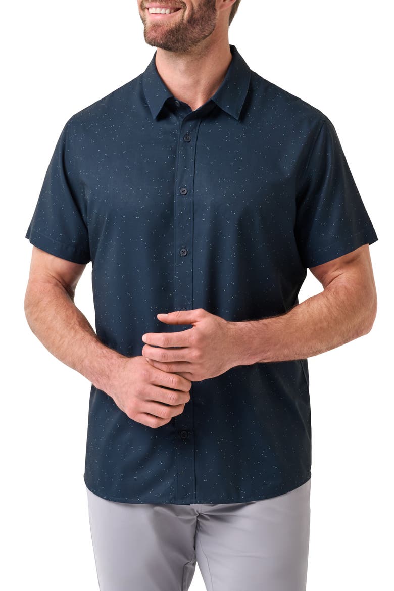 Techwoven Chartered Short Sleeve Performance Button-Up Shirt, Main, color, TOTAL ECLIPSE
