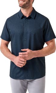 TravisMathew Techwoven Chartered Short Sleeve Performance Button-Up Shirt