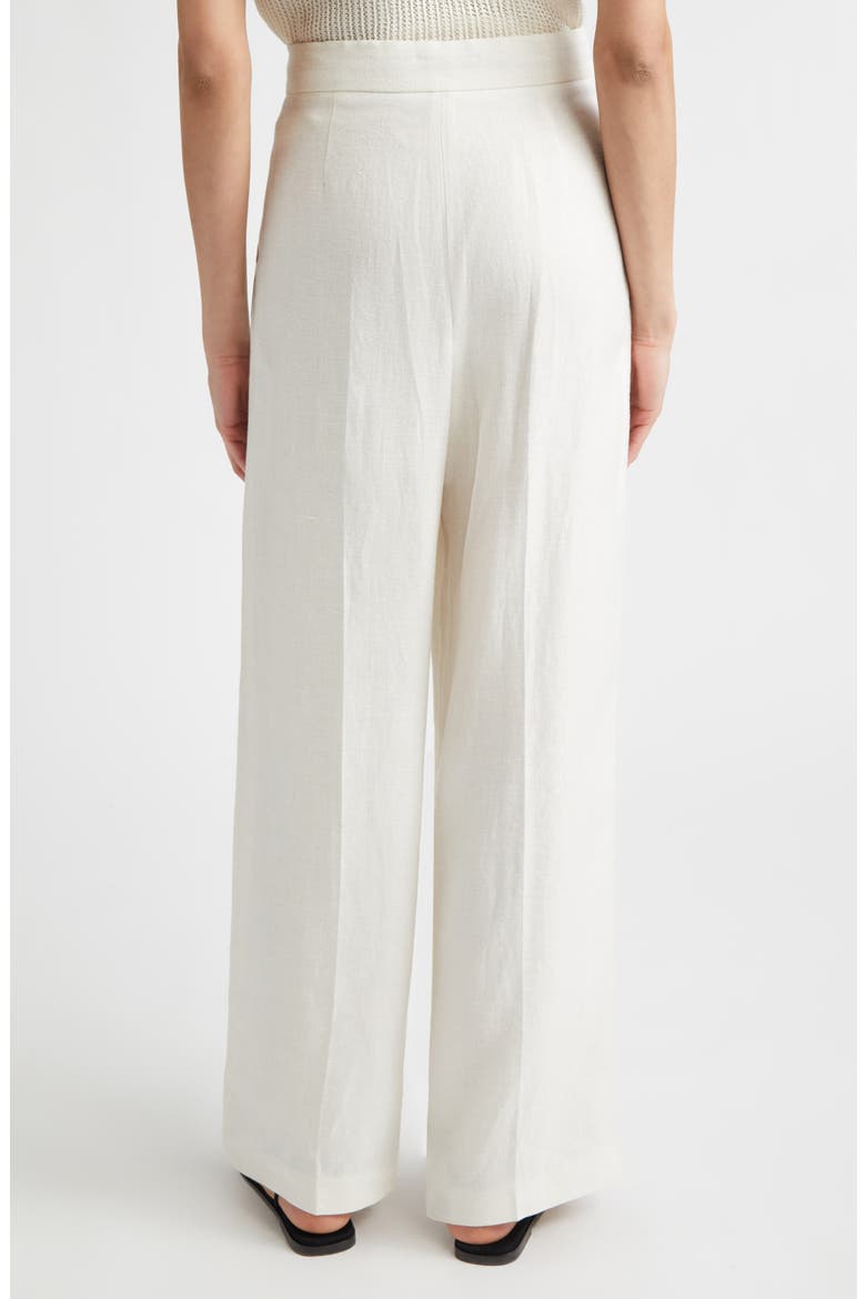 Pleated Straight Leg Linen Blend Trousers, Alternate, color, 00 IVORY