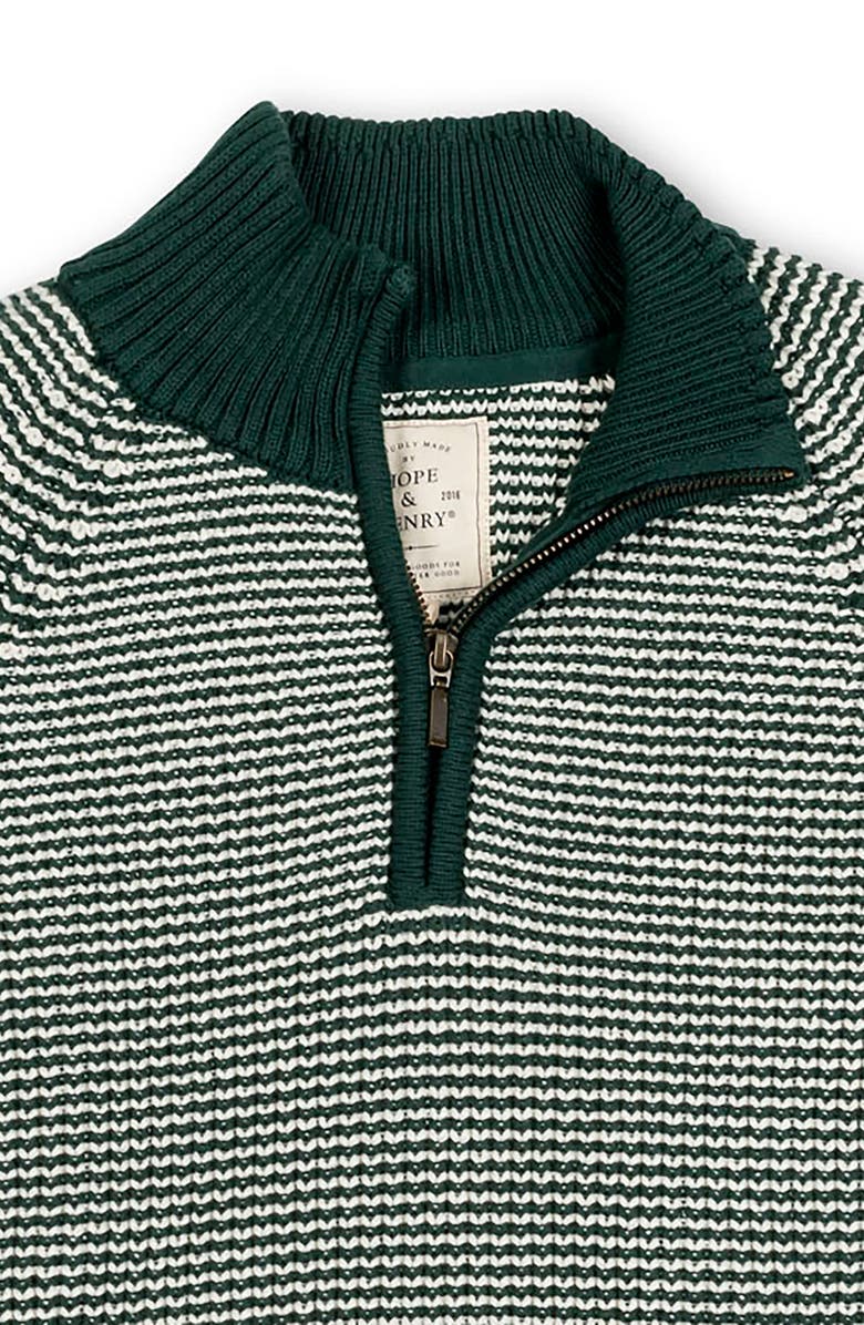 Hope & Henry Organic Half Zip Ski Pullover Sweater, Alternate, color, Deep Green Stripe
