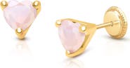 Tiny Blessings 14K Gold Pink Dazzling Heart Studs Screw Back Earrings