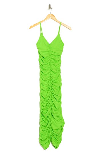Shop Susana Monaco Ruched Body-con Maxi Dress In Bright Lime