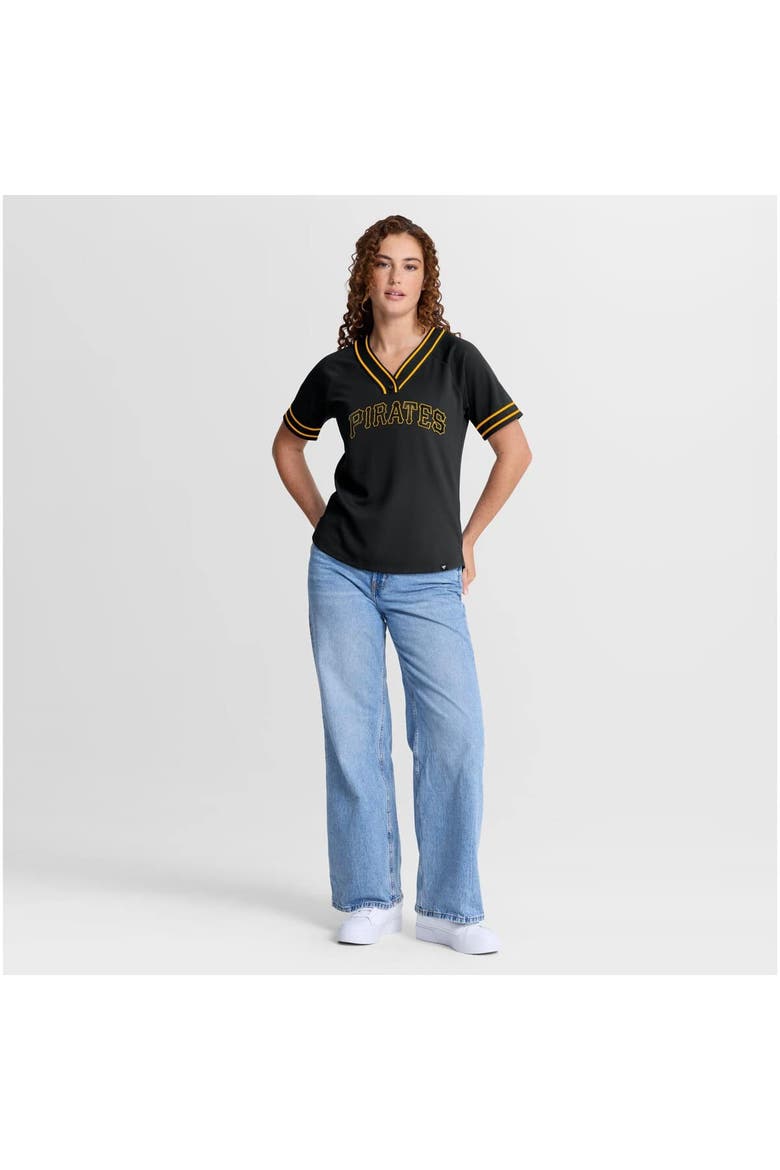 Women's Fanatics Black Pittsburgh Pirates Diva Race Ahead Raglan V-Neck T-Shirt, Alternate, color, Black