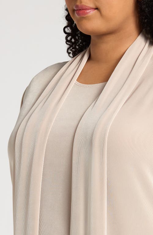 Vikki Vi Stretch Knit Open Front Jacket In Sand