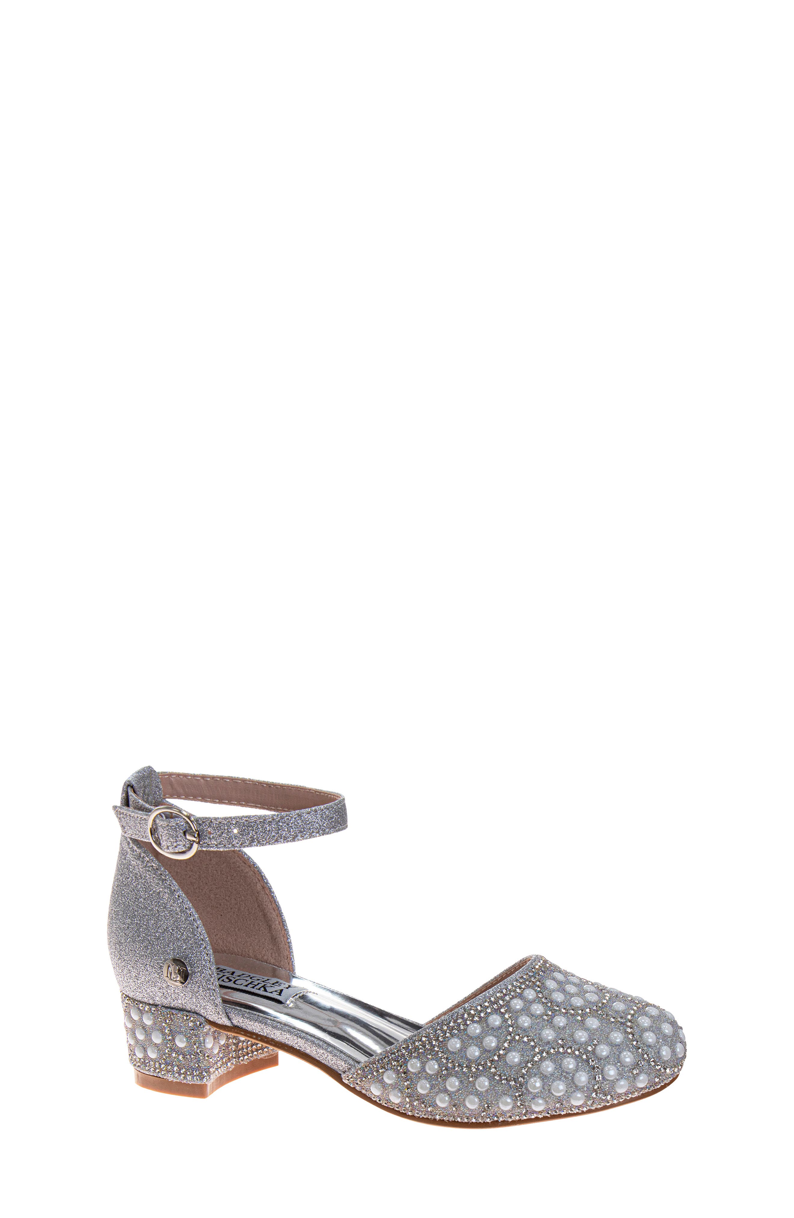 Kids' Glitter d'Orsay Pump, Main, color, WHITE GLITTER