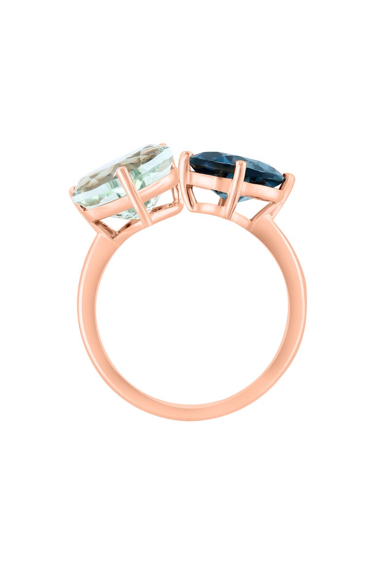14K Rose Gold Green Quartz & London Blue Topaz Ring, Alternate, color, ROSE GOLD MULTI