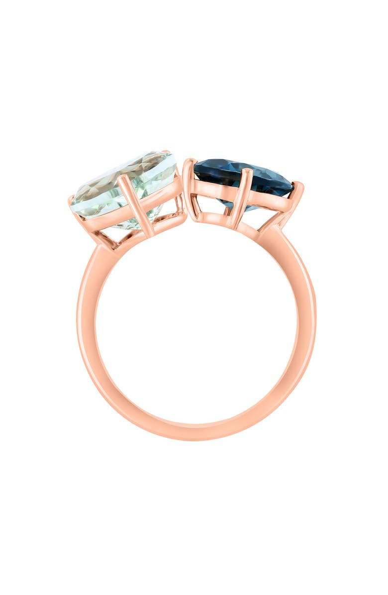 EFFY 14K Rose Gold Green Quartz & London Blue Topaz Ring, Alternate, color,