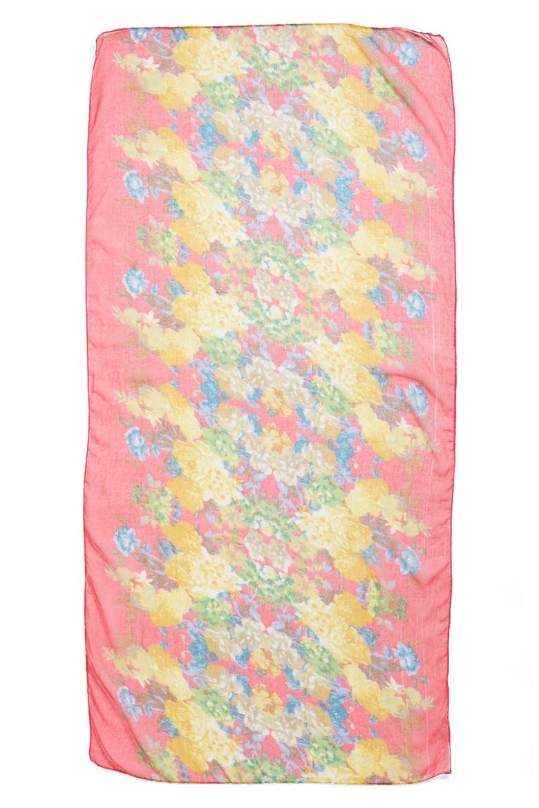 Floral Print Woven Scarf, Alternate, color, FUSCHIA