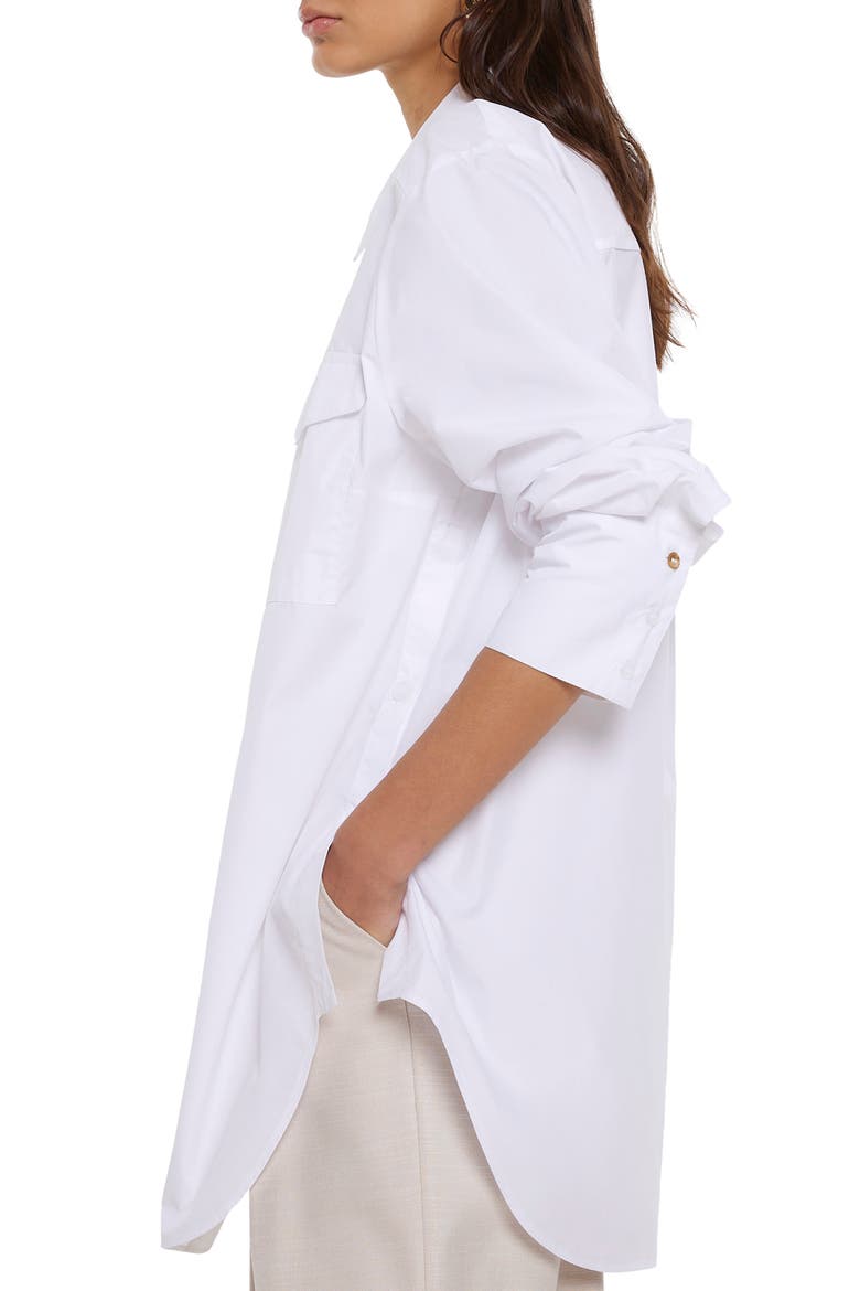 Oversize Poplin Button-Up Shirt, Alternate, color, WHITE