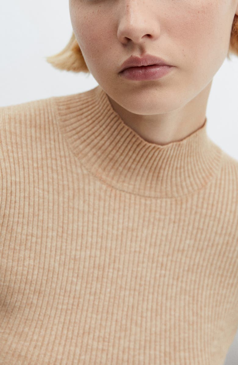 MANGO Perkins Long Sleeve Rib Dress, Alternate, color, 