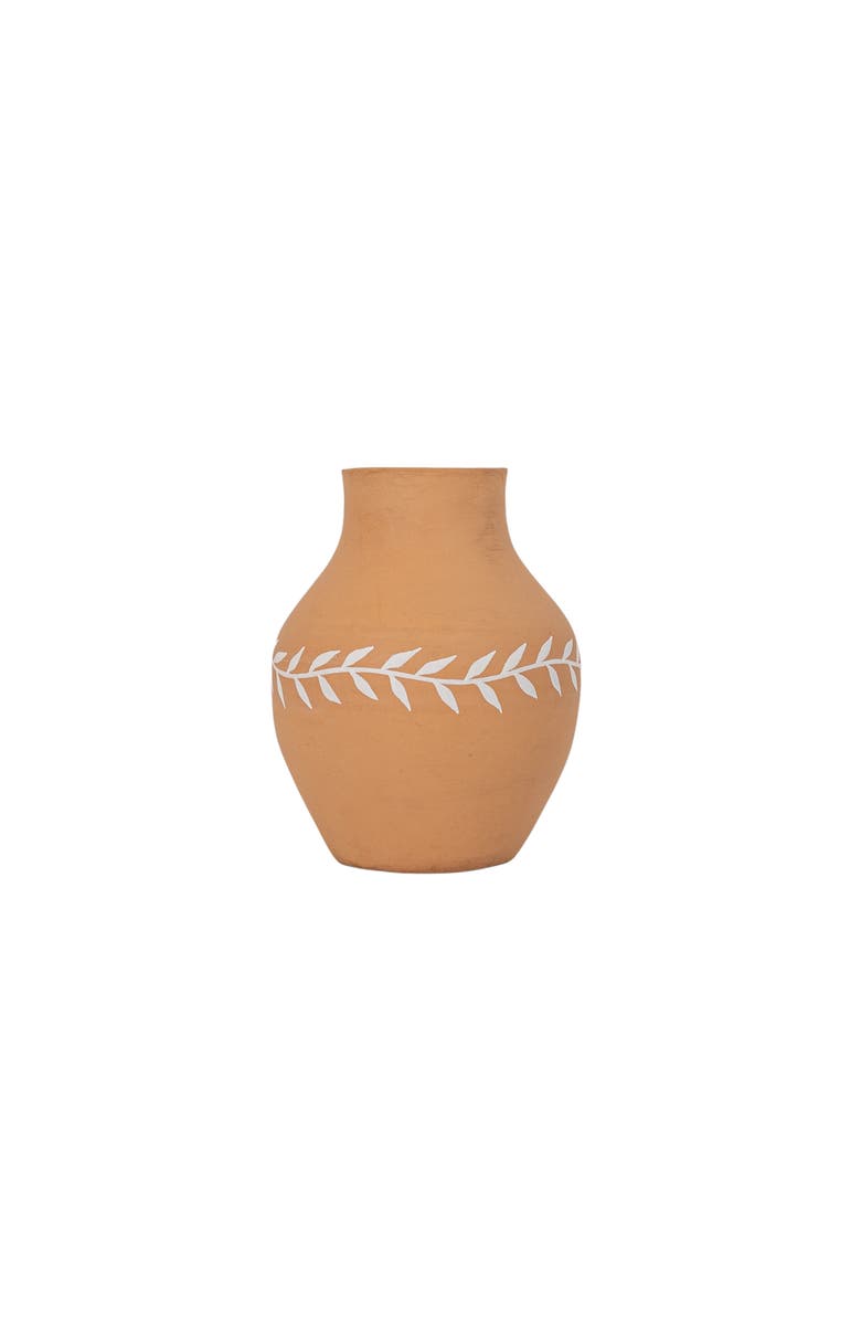 Foreside Home and Garden White Floral Vase Terracotta, Main, color, Orange