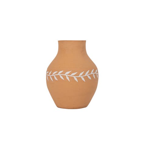 White Floral Vase Terracotta