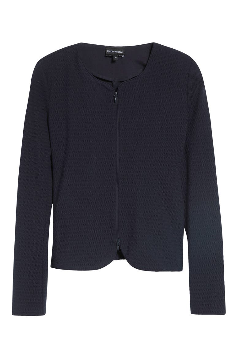 Zip Front Collarless Jacket, Main, color, NAVY