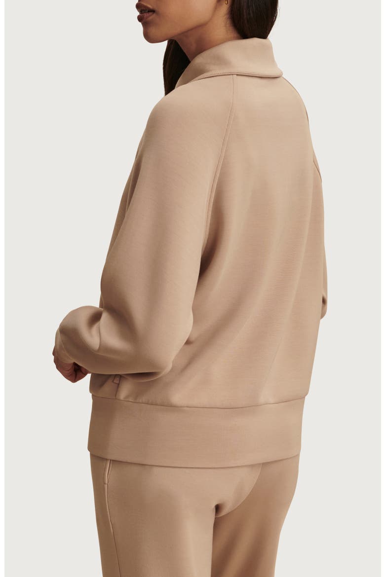 Tyde Mixed Media Zip Front Sweatshirt, Alternate, color, LIGHT TAUPE