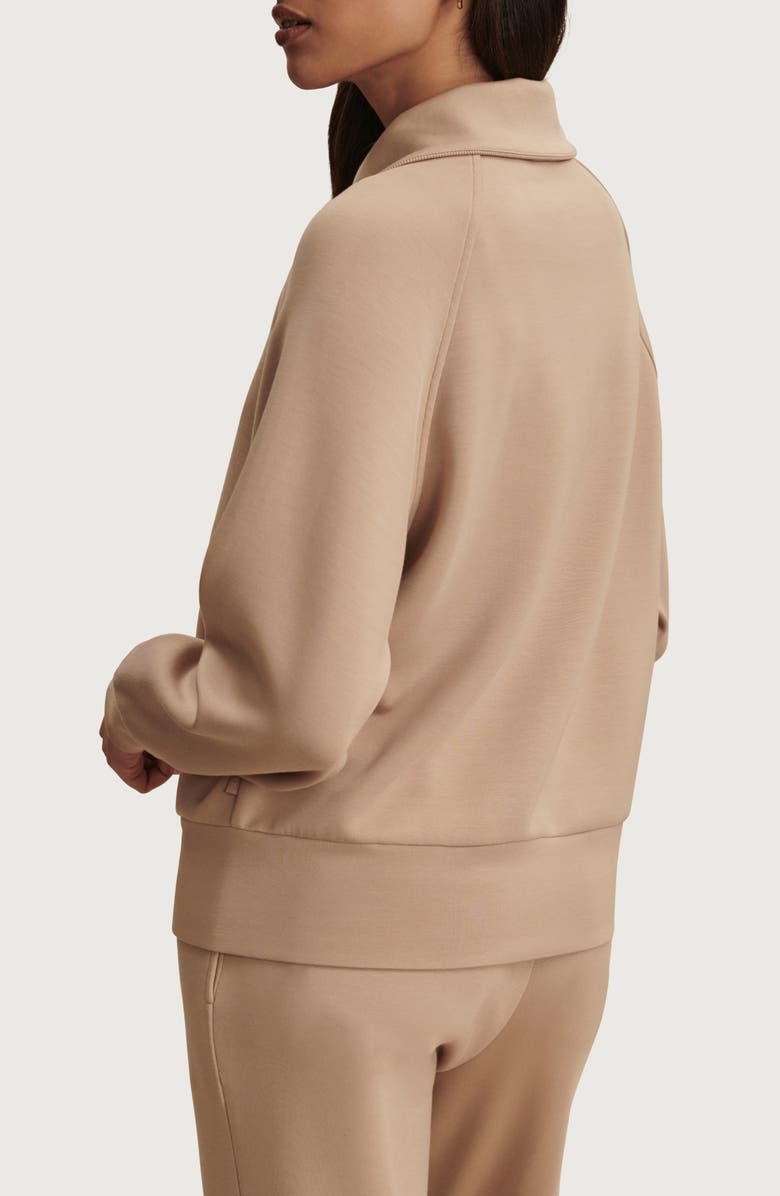 Varley Tyde Mixed Media Zip Front Sweatshirt, Alternate, color, Light Taupe