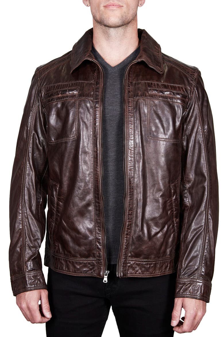 Turkish Washed Lamb Leather Jacket, Main, color, BROWN