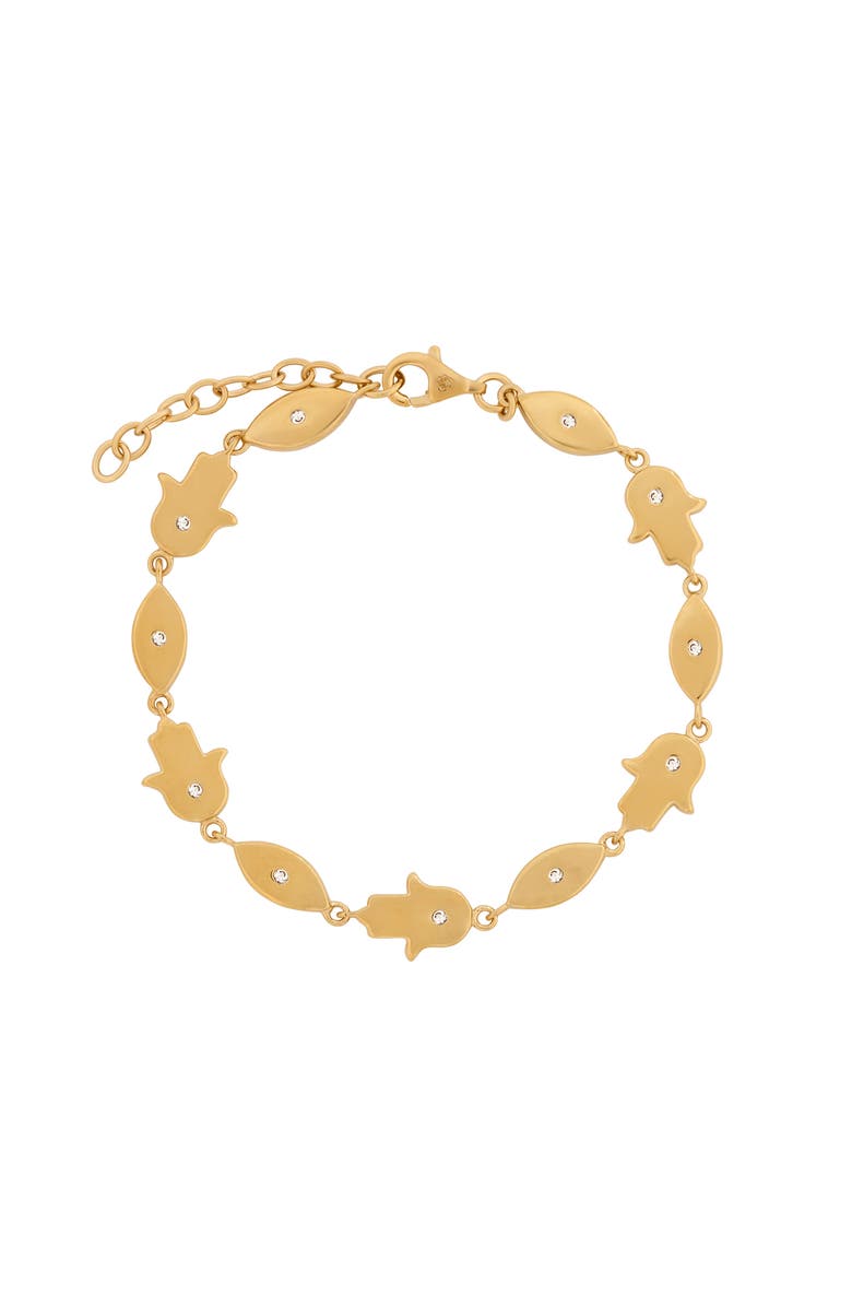 Karma and Luck Illuminated Paths Evil Eye & Hamsa Gold Bracelet, Main, color,
