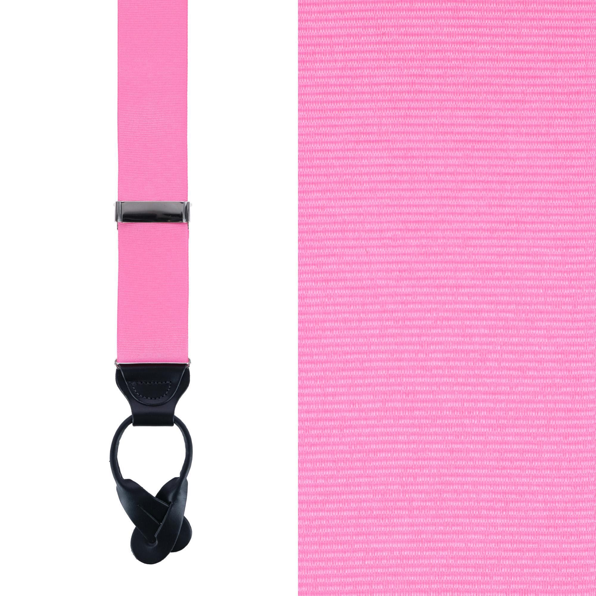 Trafalgar Phoenix 38mm Grosgrain Non Stretch Ribbon Button End Suspenders in Dark Pink 
