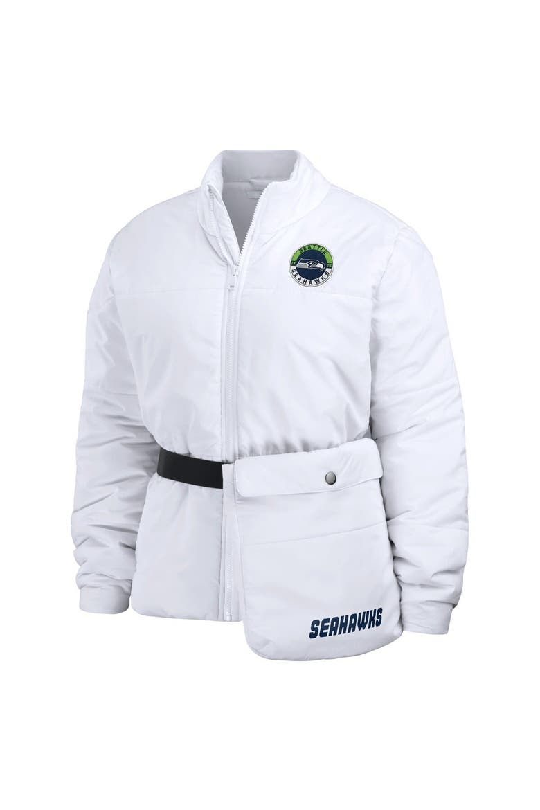 Women's WEAR by Erin Andrews  White Seattle Seahawks Packaway Full-Zip Puffer Jacket, Alternate, color, White