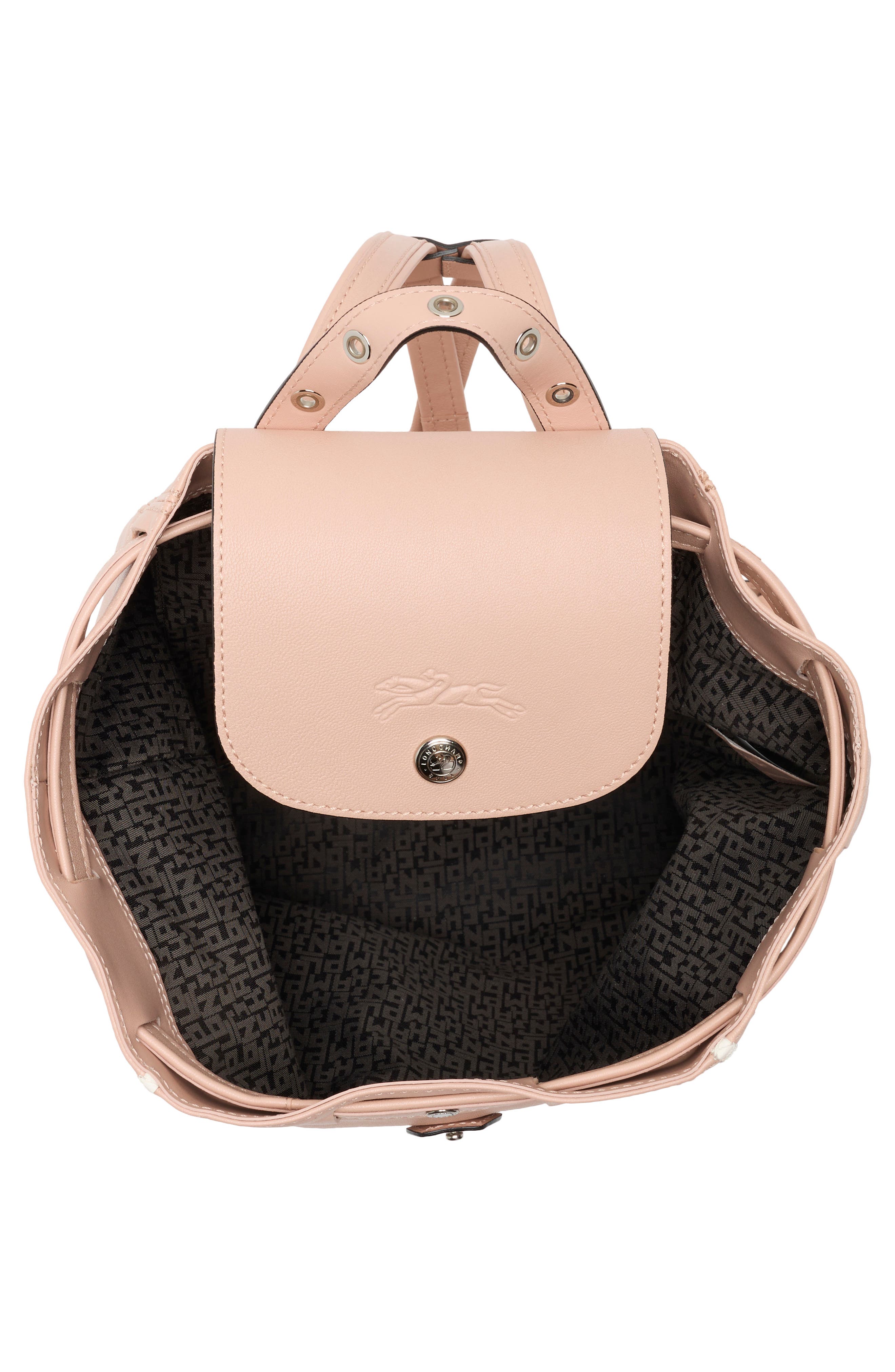 Longchamp Grommet Stud Leather Backpack, Alternate, color, Powder