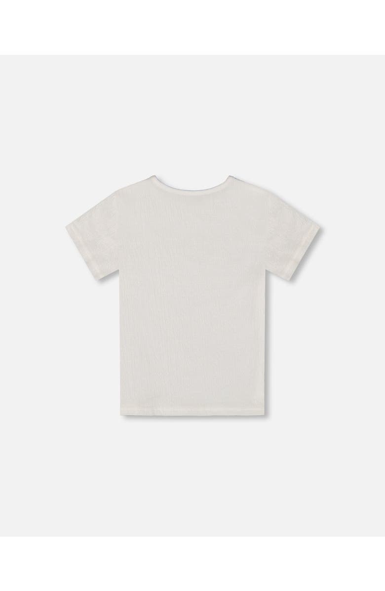 Deux par Deux Girl's Crinkle Short Sleeve Top White, Alternate, color, 