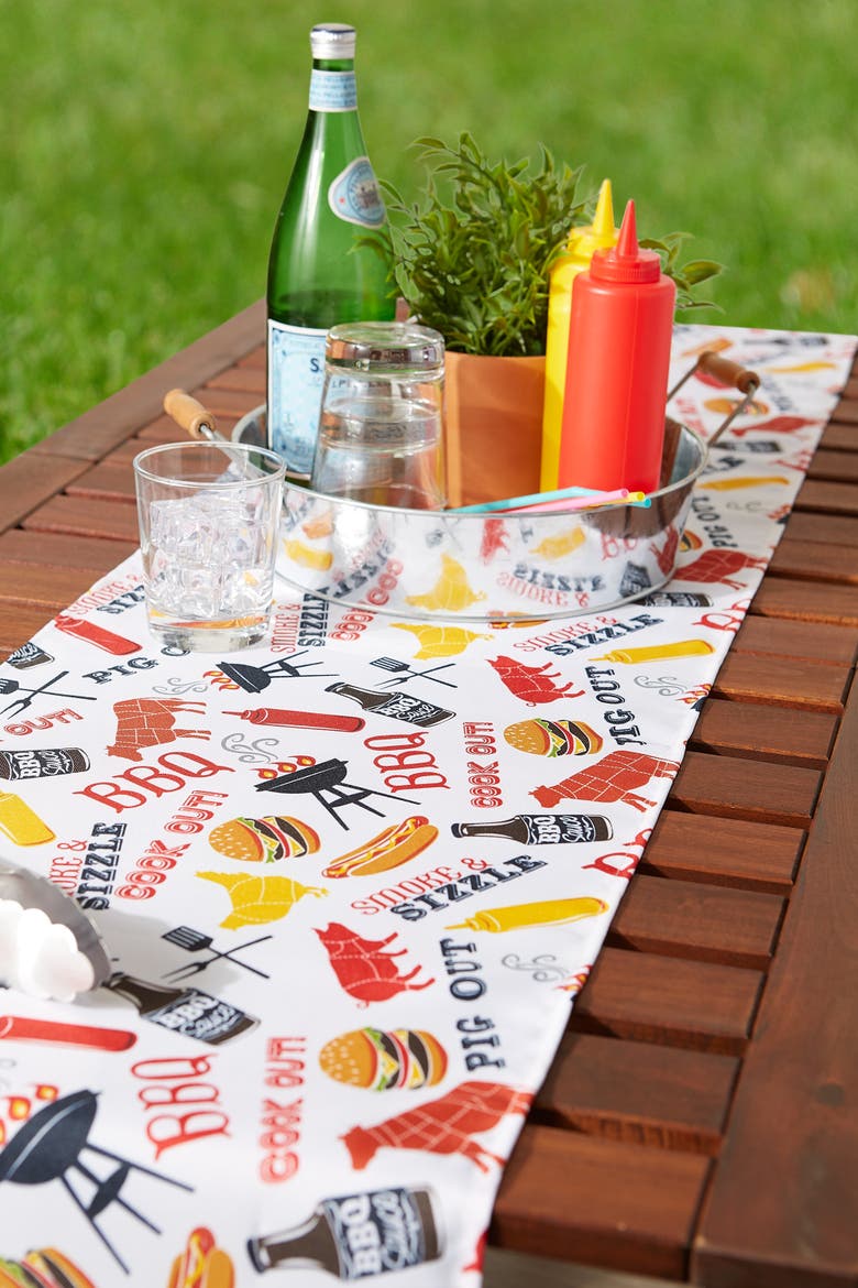 BBQ Fun Print Outdoor Table Runner, Alternate, color, BBQ Fun Print